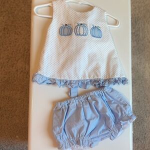 Adorable Blue and White Kids Pumpkin Diaper Cover Set